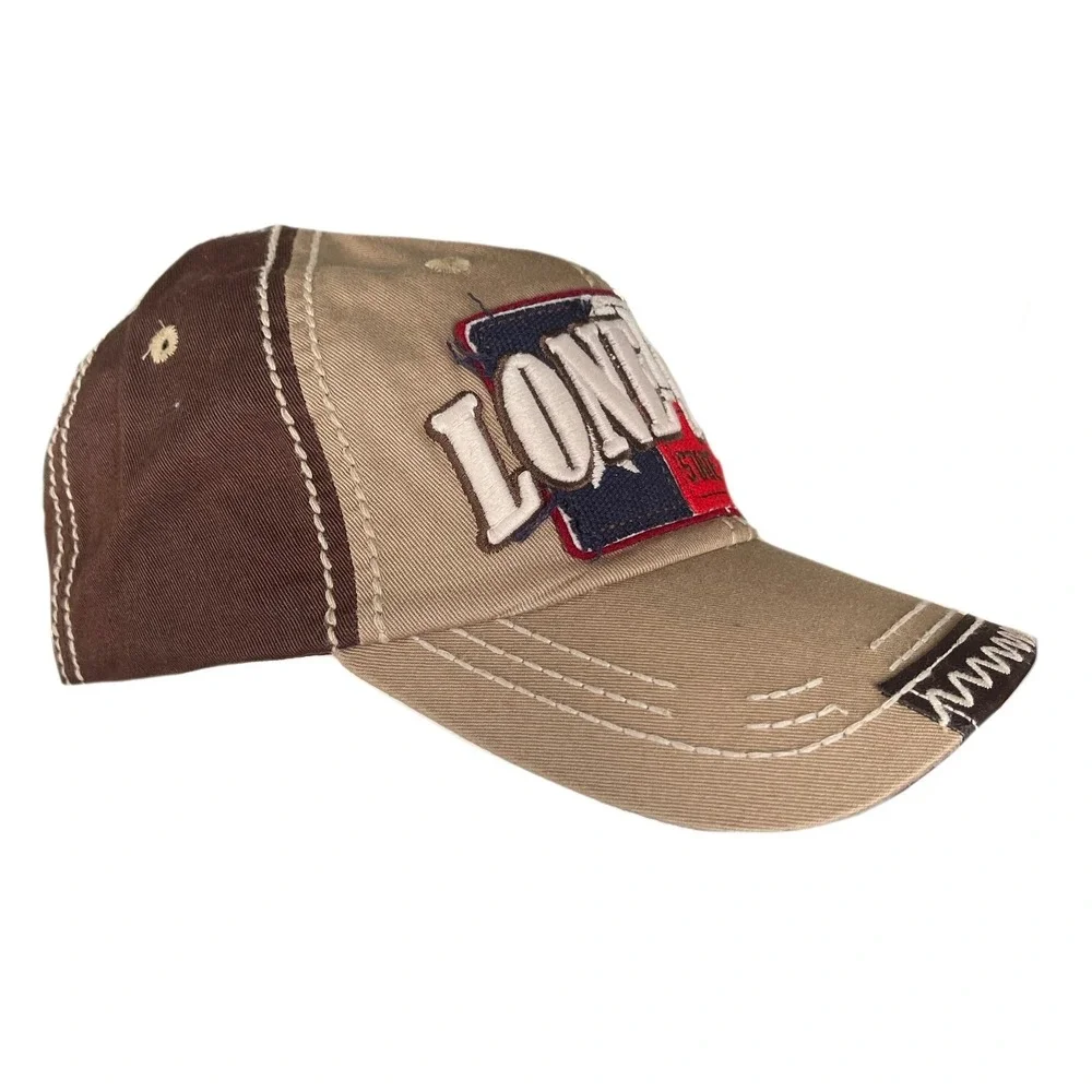 Texas Lone Star 6 Panel Baseball Cap Dad‎ Hat, Tan & Brown